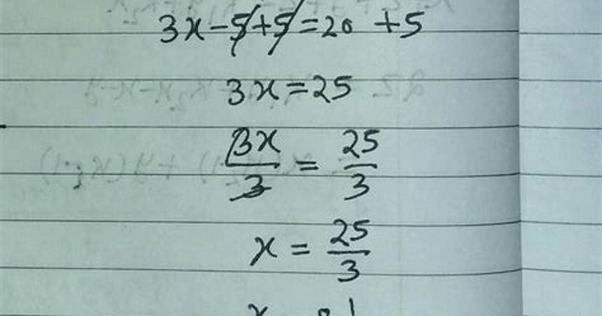 3X+5=20
