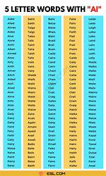 5 Letter Words with Ai in the Middle All Words List