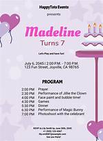 7Th Birthday Program