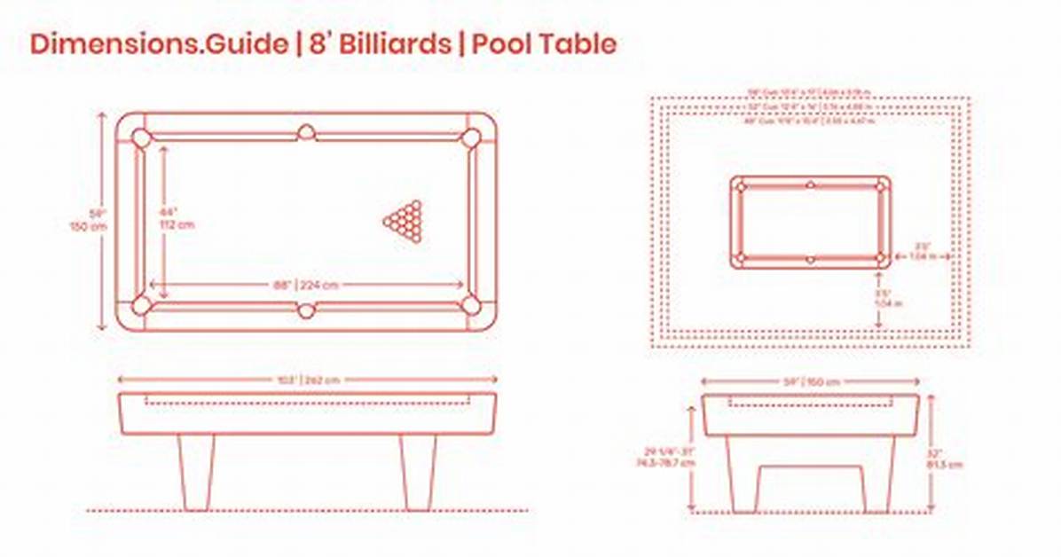 8Ft Pool Table Dimensions