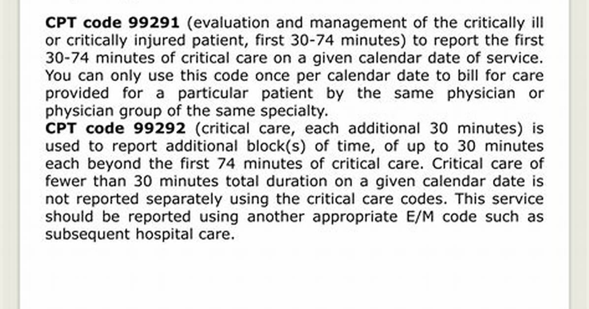 99291 Cpt Code