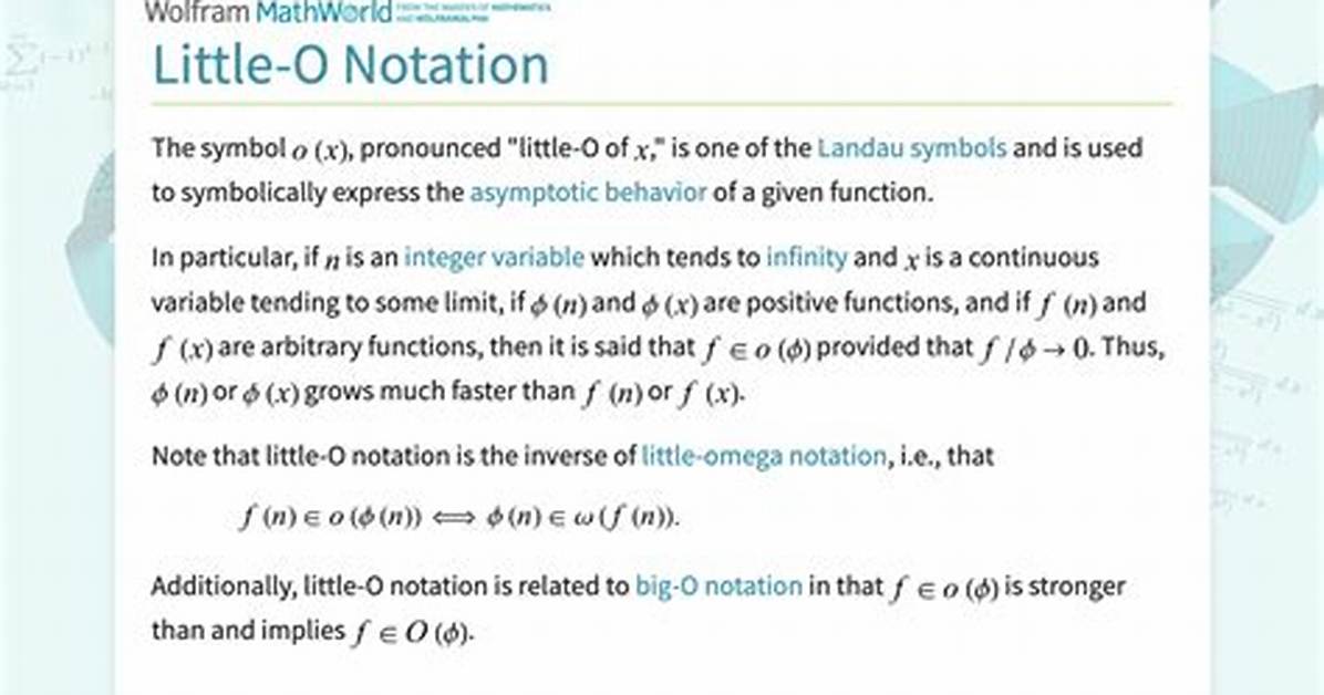 About Little O Notation