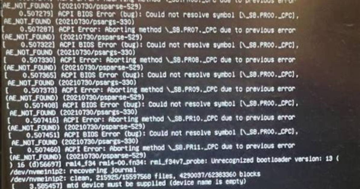 Acpi Errors When Booting, Can't Boot