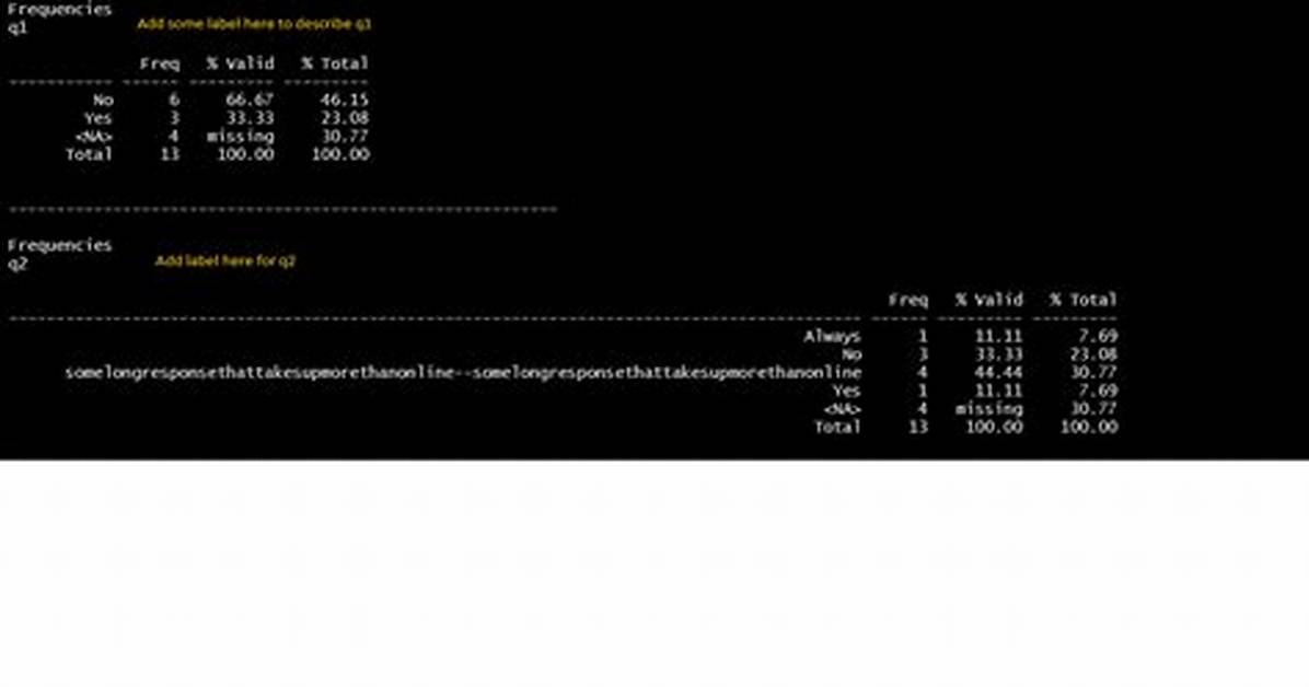 Add Variable Labels Using the Summarytools Freq Package