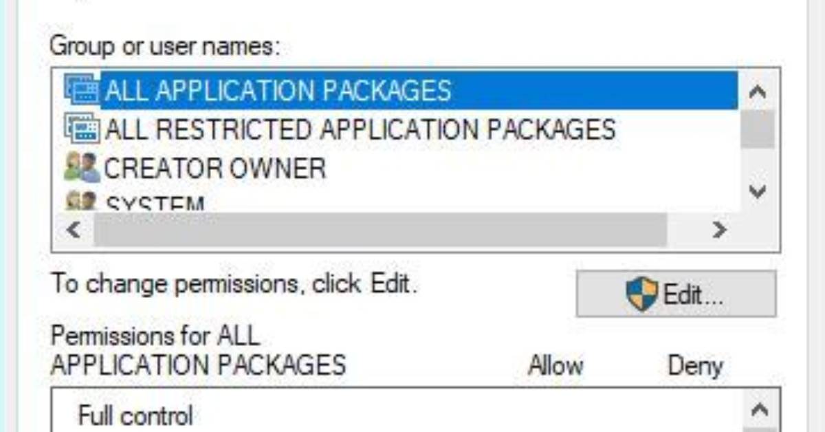 Adding All Restricted Application Packages to Folder Permissions
