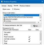 Adding All Restricted Application Packages to Folder Permissions