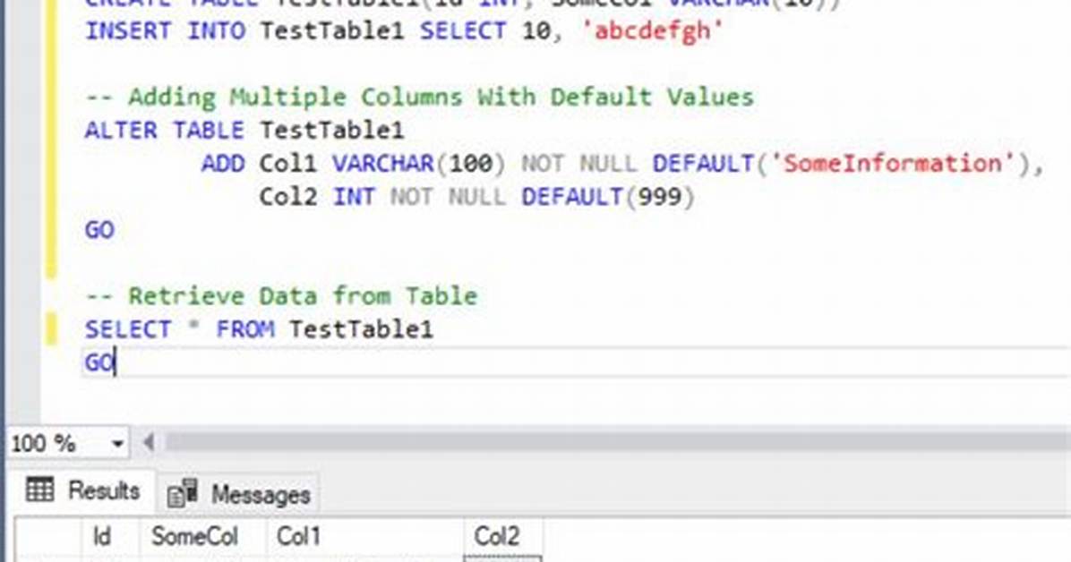 Adding Multiple Columns with Default Value (Teradata)