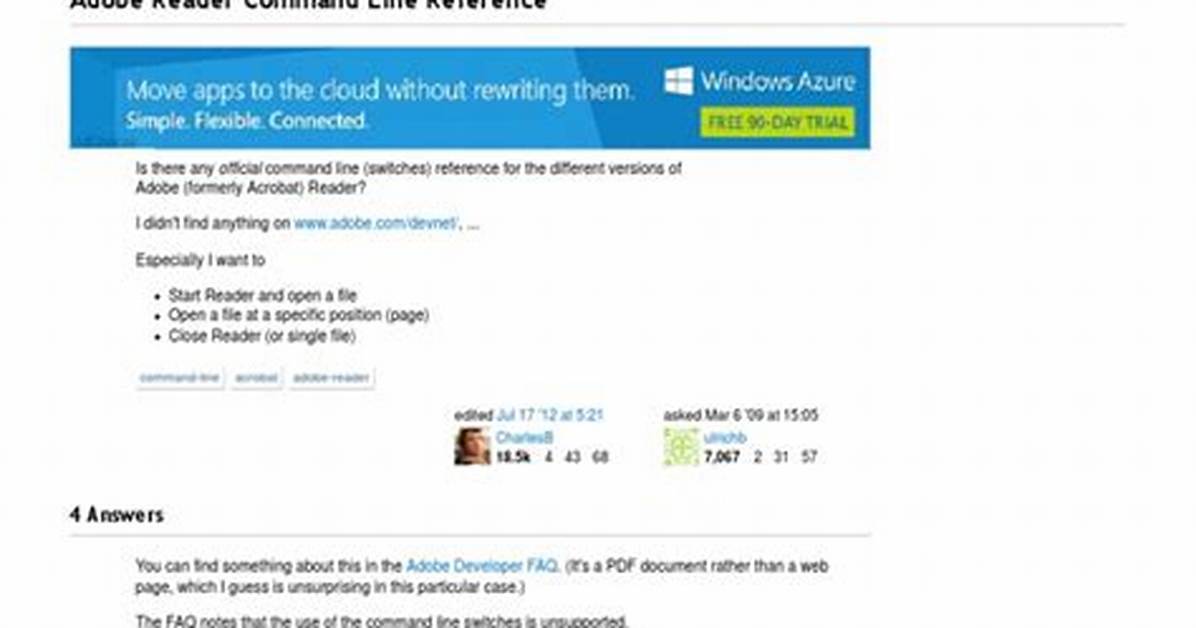 Adobe Reader Command Line Reference