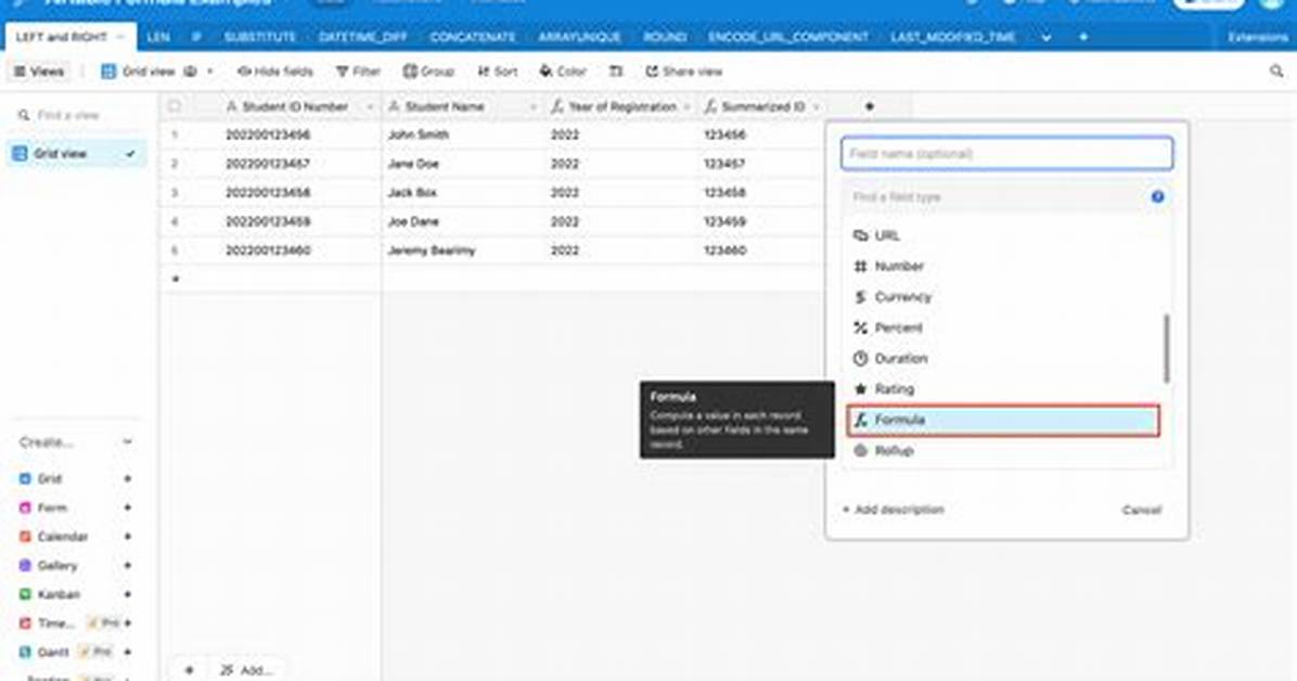 Airtable Formulas