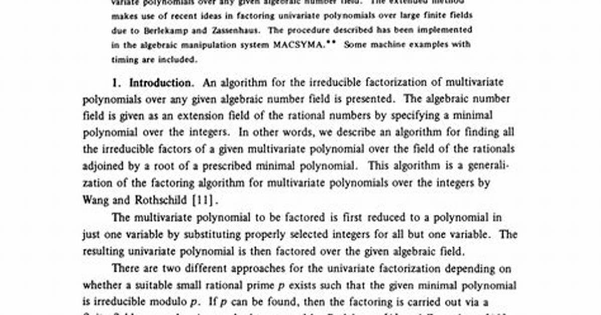 Algorithms for Factoring Multivariate Polynomials