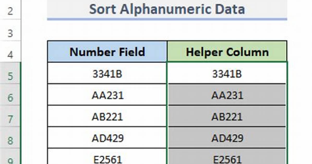 Alphanumeric Sorting in Excel
