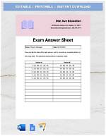 Answer Sheet for an Exam