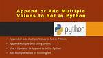 Append Values to a Set in Python