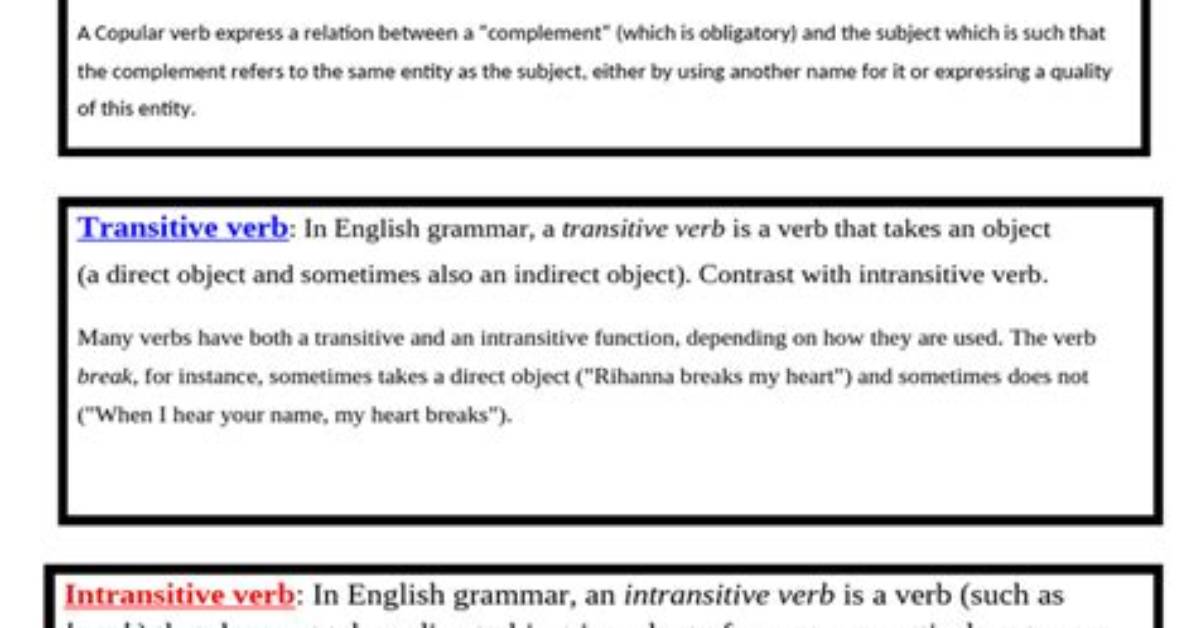 Are Copular Verbs Transitive?