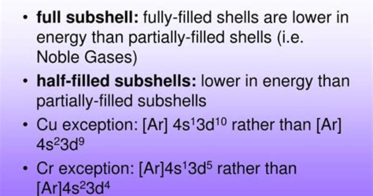 Are Half Filled Subshells Stable?