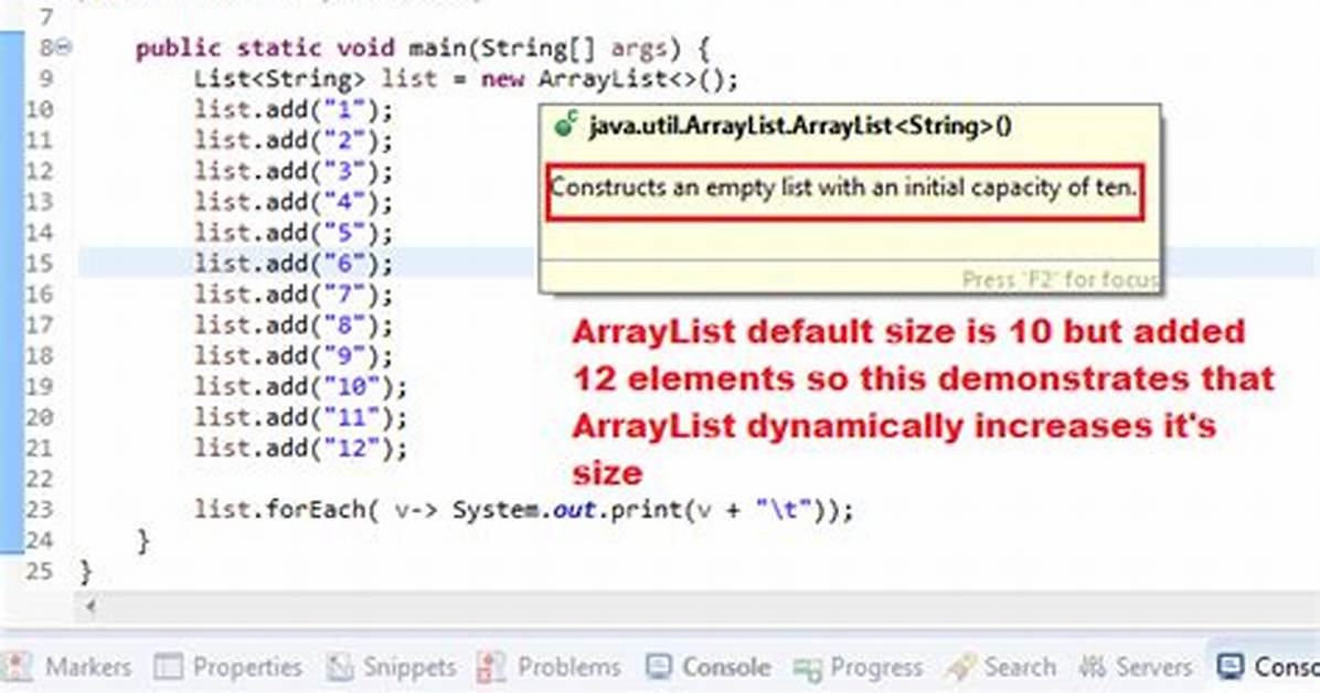 Arraylist Size
