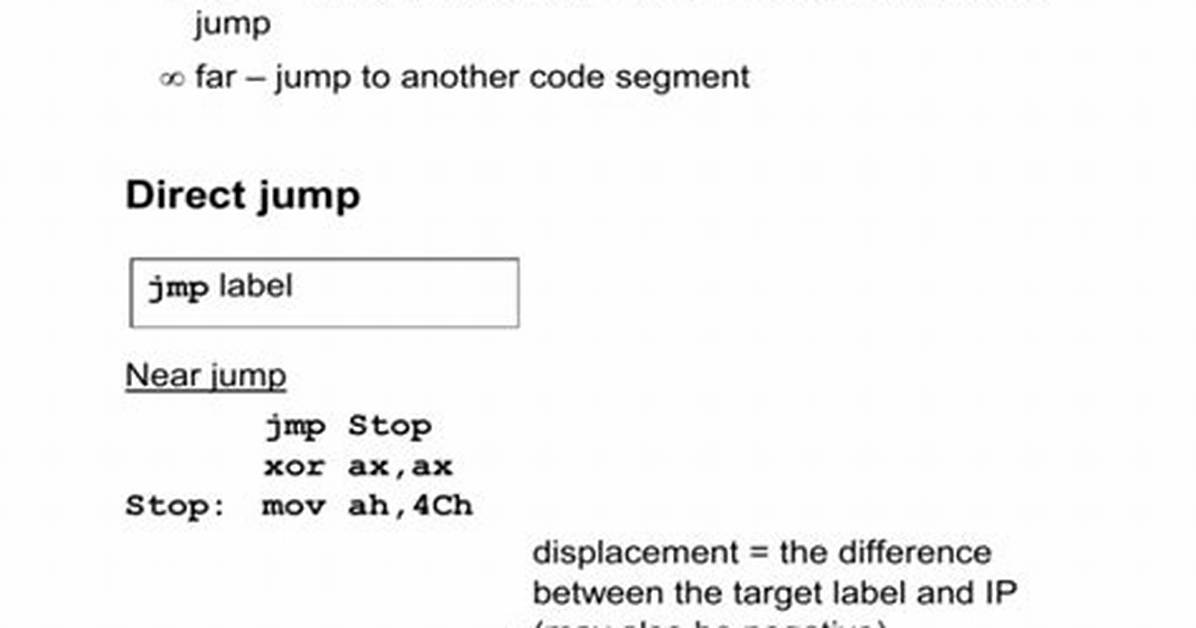 Assembly Language Je Jump Function