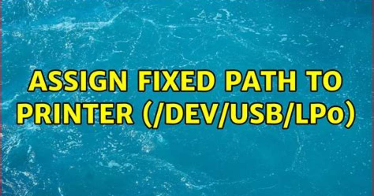 Assign Fixed Path to Printer (/Dev/Usb/Lp0)