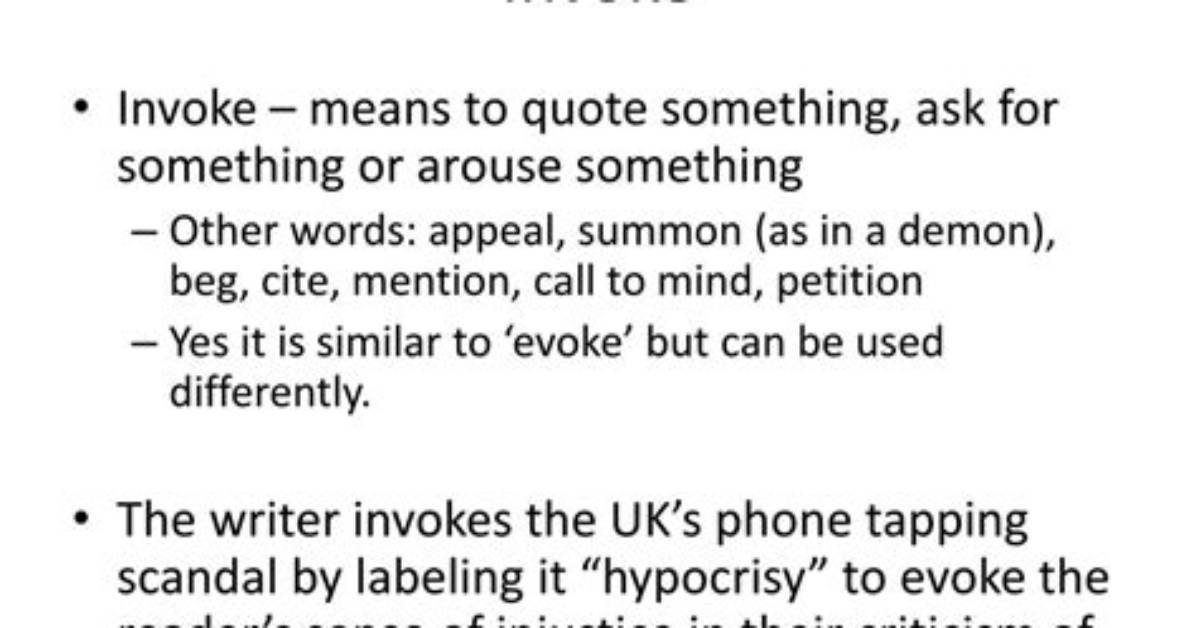 At Does Invoke Mean?