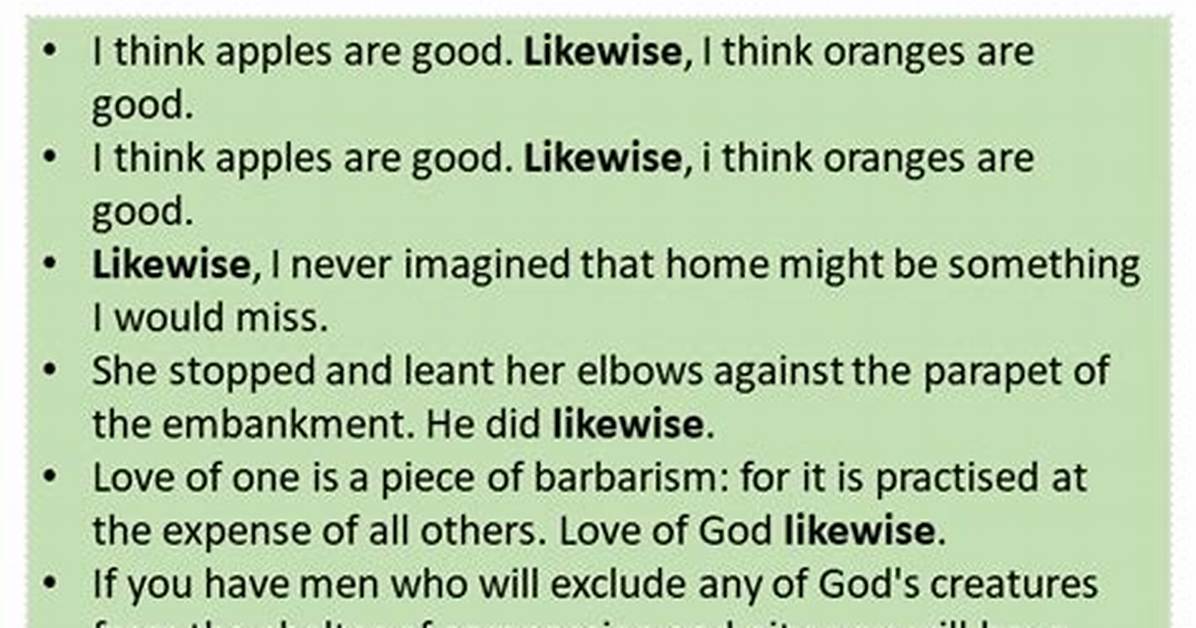 At Does Likewise Mean?