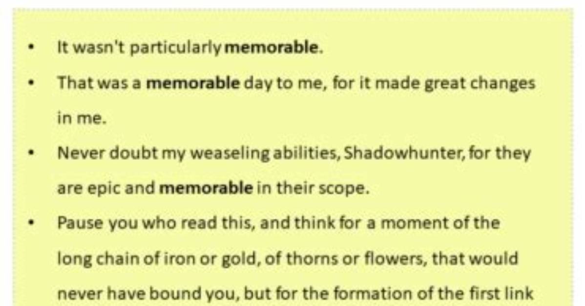 At Does Memorable Mean?