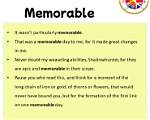 At Does Memorable Mean?