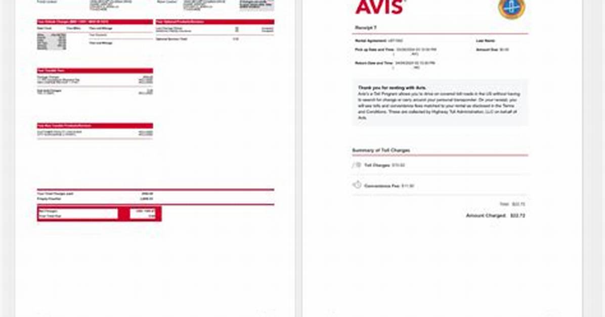 Avis Receipt