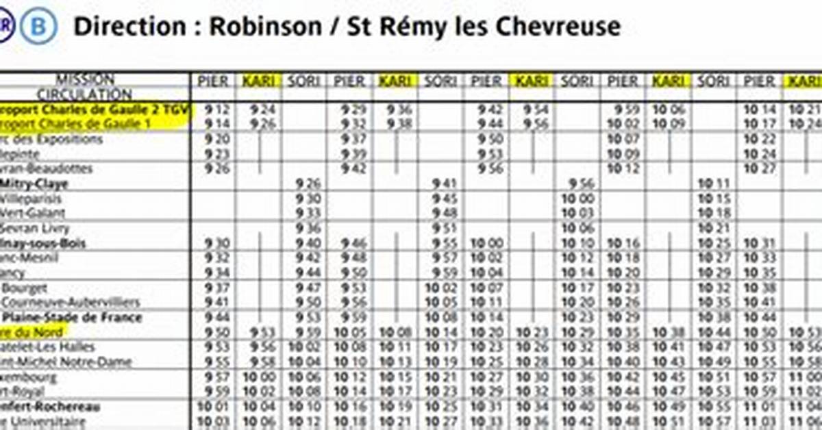 B Train Schedule