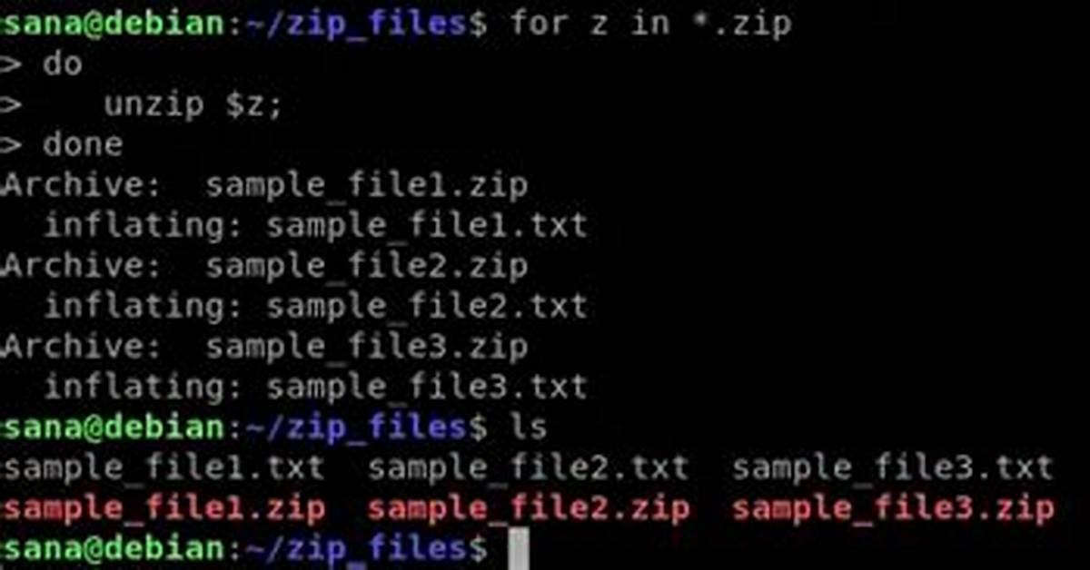 Bash Script to Unzip Multiple Files