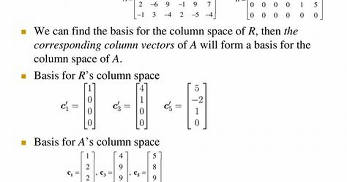Basis for Column Space