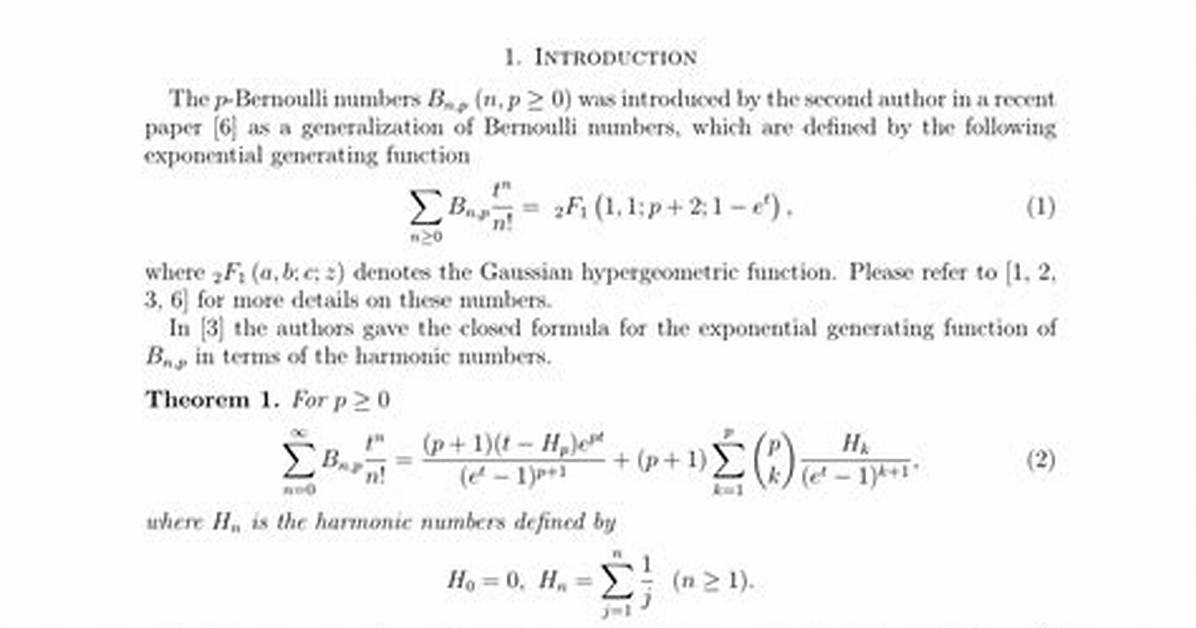 Bernoulli Numbers Generating Function