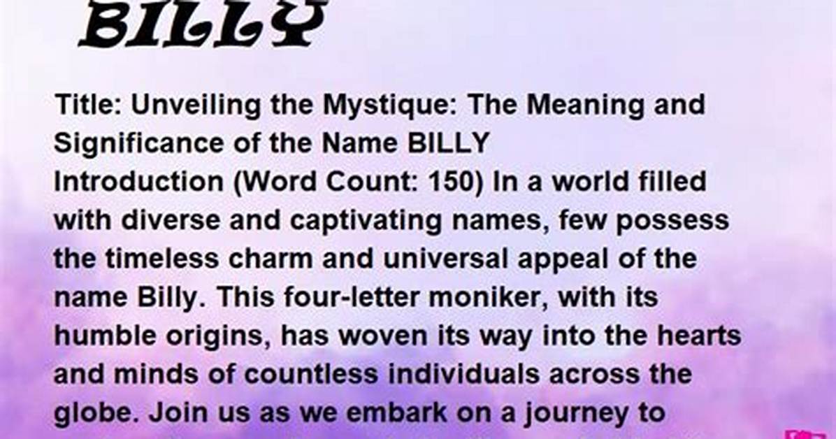 Billy Meaning