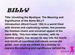 Billy Meaning