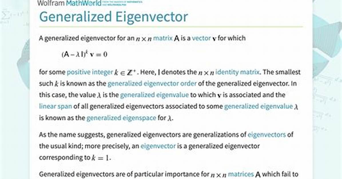 Calculating Generalized Eigenvectors