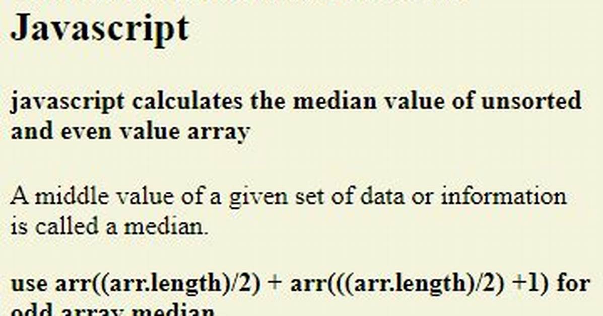 Calculating Median - Javascript