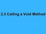 Calling a Void Method
