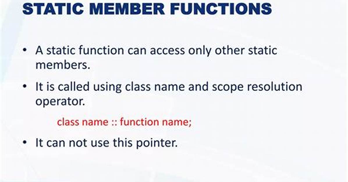 Can Functions Be Static
