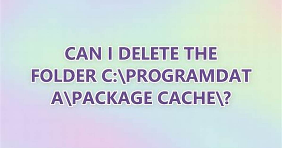 Can I Delete the Folder C: \Programdata\Package Cache\?