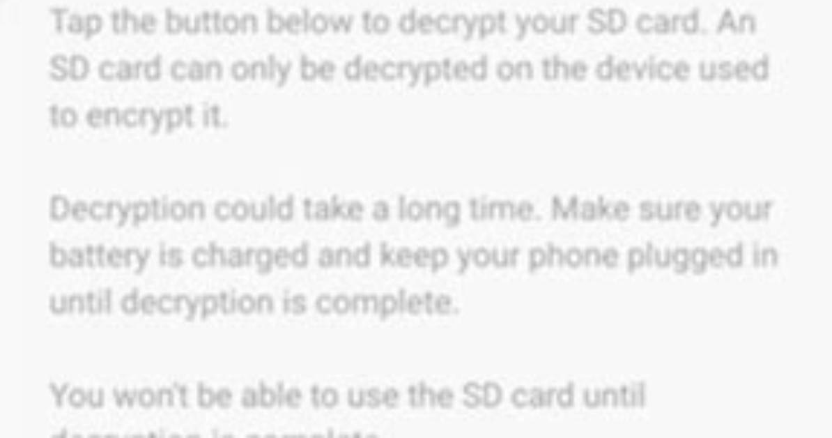 Can't Decrypt Sd Card?