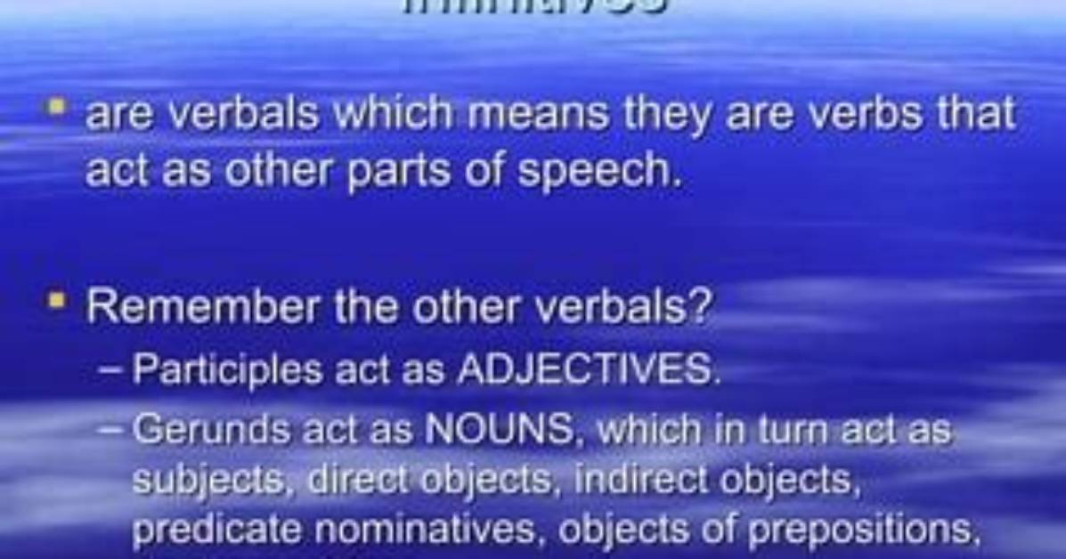 Can Verbals Act as Objects?