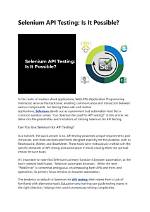 Can We Use Selenium for Api Testing