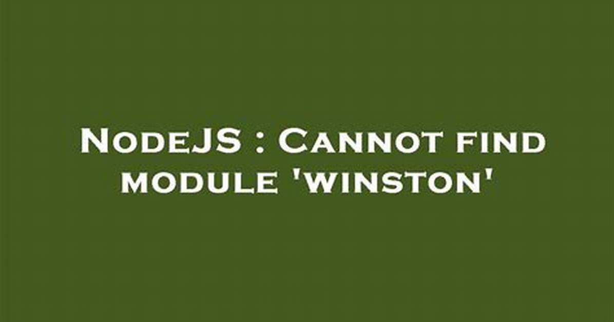 Cannot Find Module 'Winston'