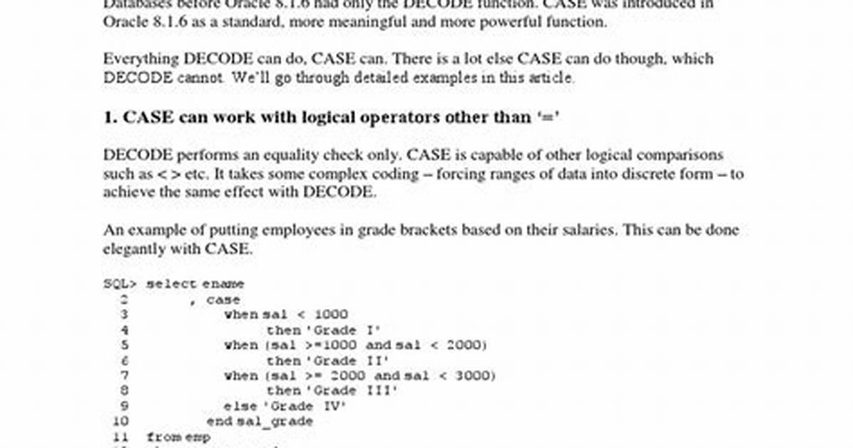 Case Vs. Decode