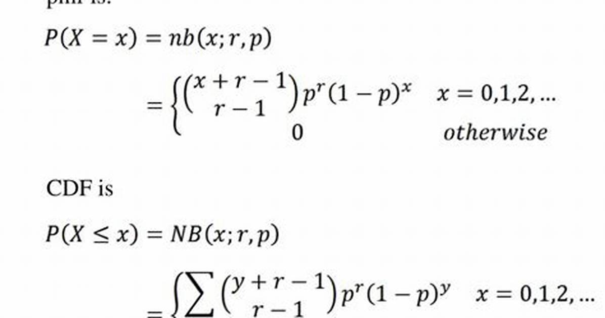 Cdf for Negative Binomial Distribution