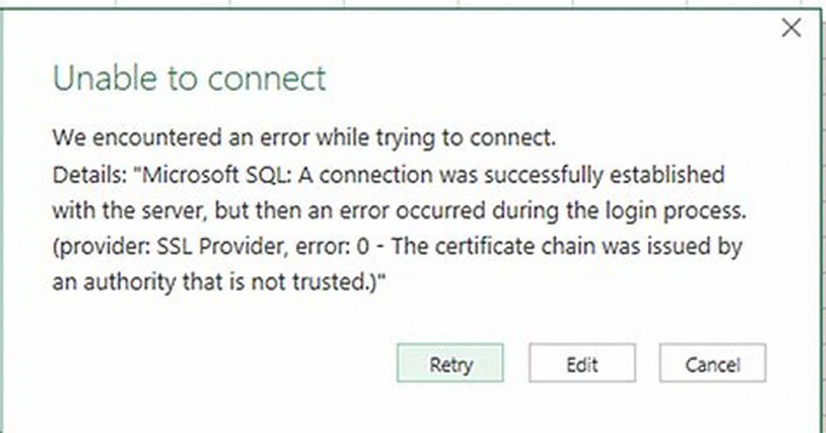 Certificate Error When Connecting to Sql Server