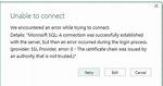 Certificate Error When Connecting to Sql Server