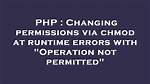 Changing Permissions via Chmod at Runtime Errors with "Operation Not Permitted"