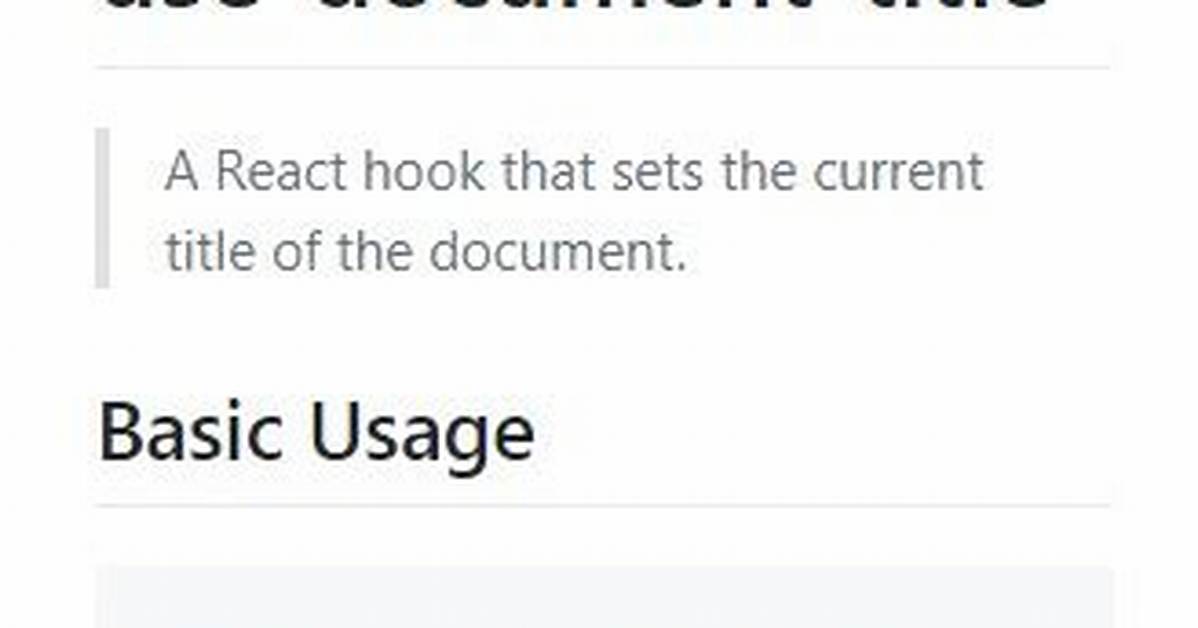 Changing the Document Title in React?