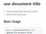 Changing the Document Title in React?
