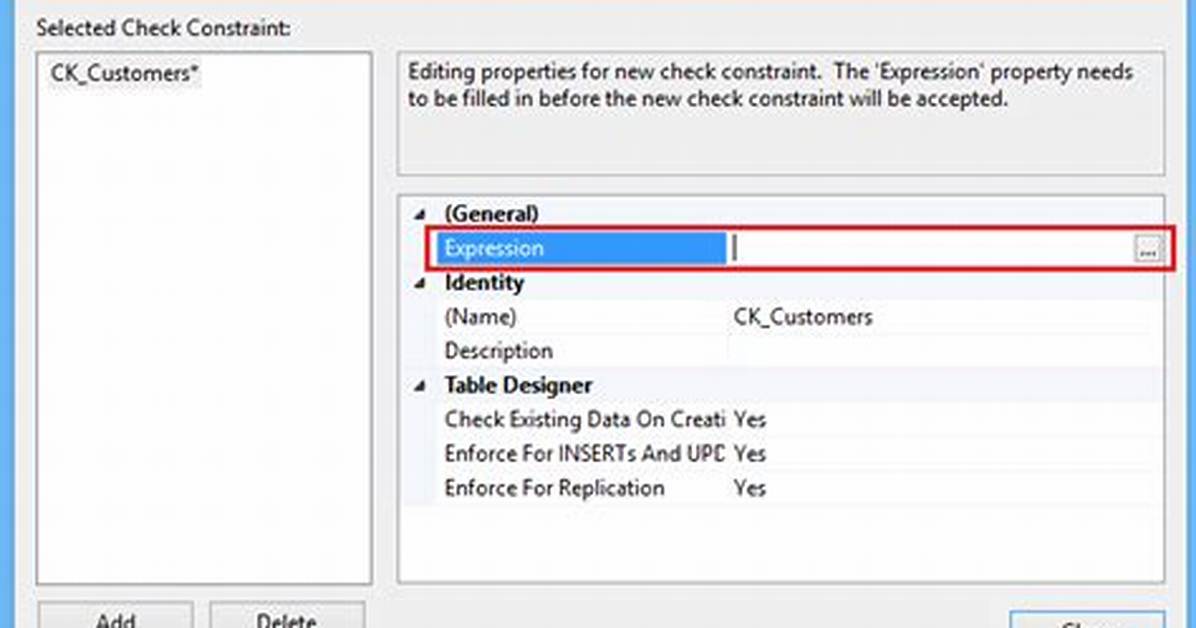 Check Constraints in Sql